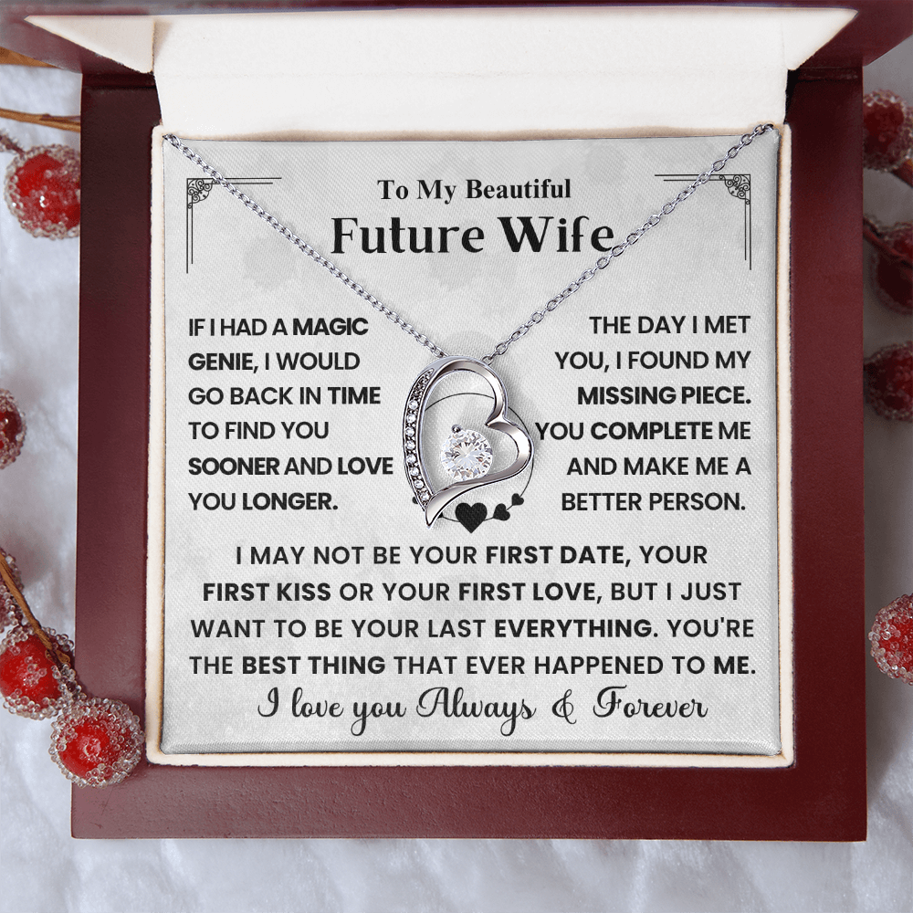 To My Future Wife - Heart Necklace - Message Card