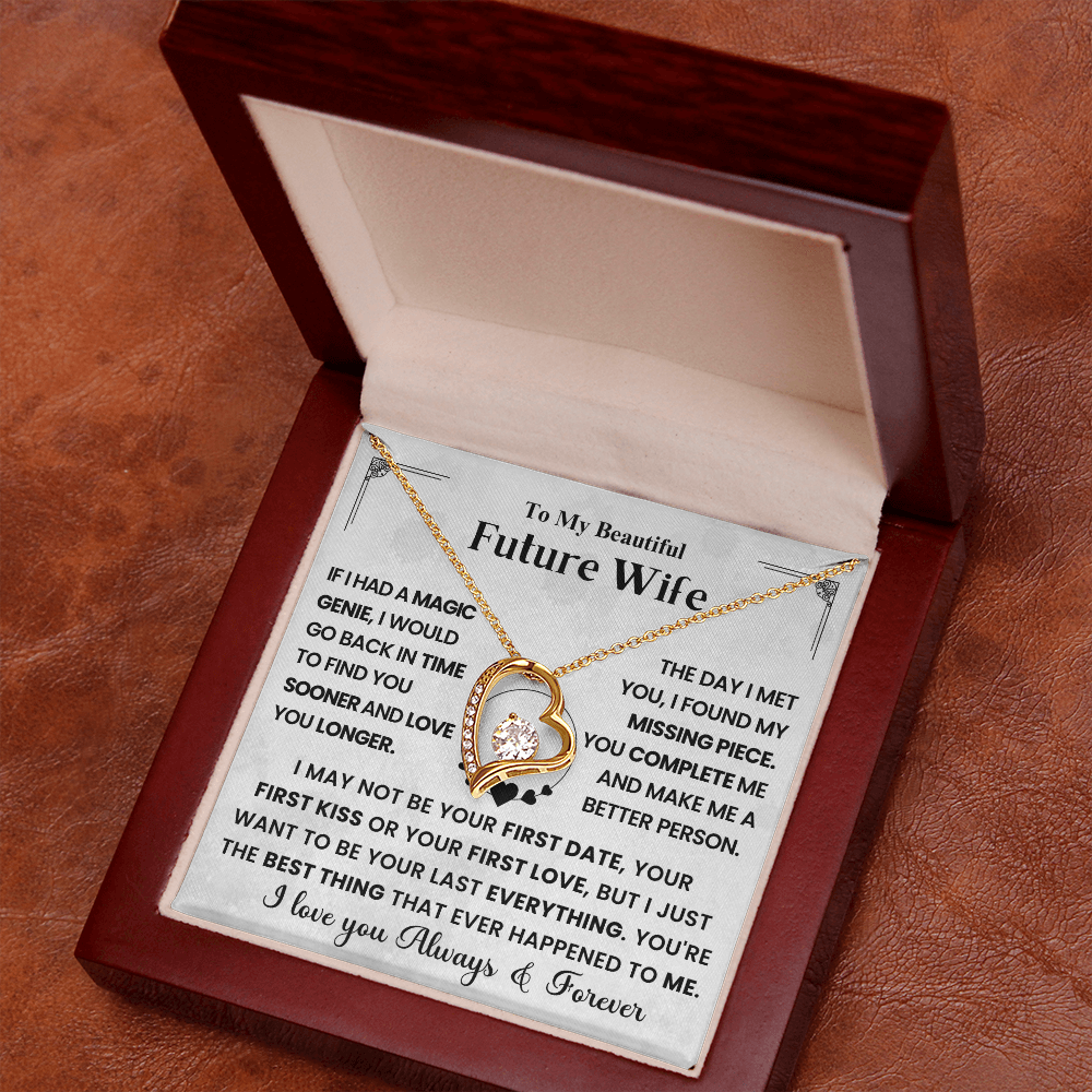 To My Future Wife - Heart Necklace - Message Card