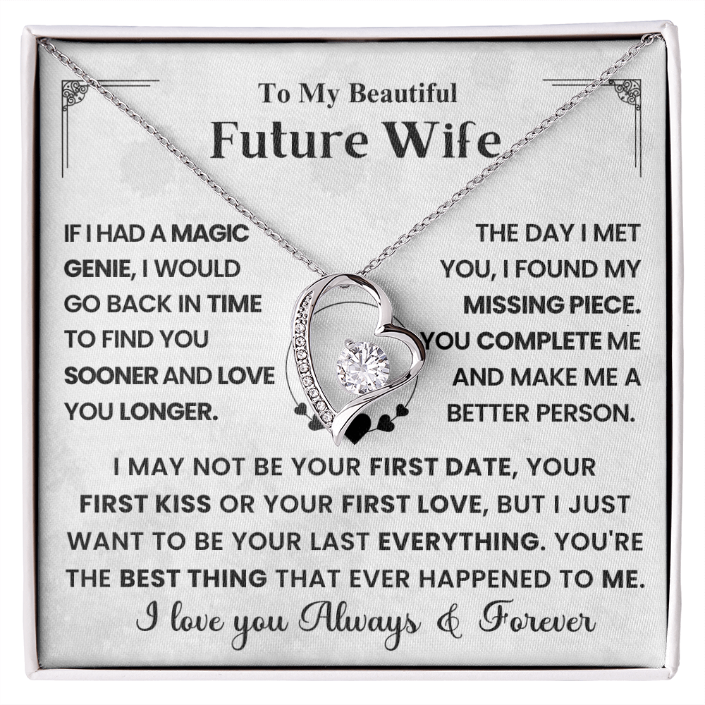 To My Future Wife - Heart Necklace - Message Card