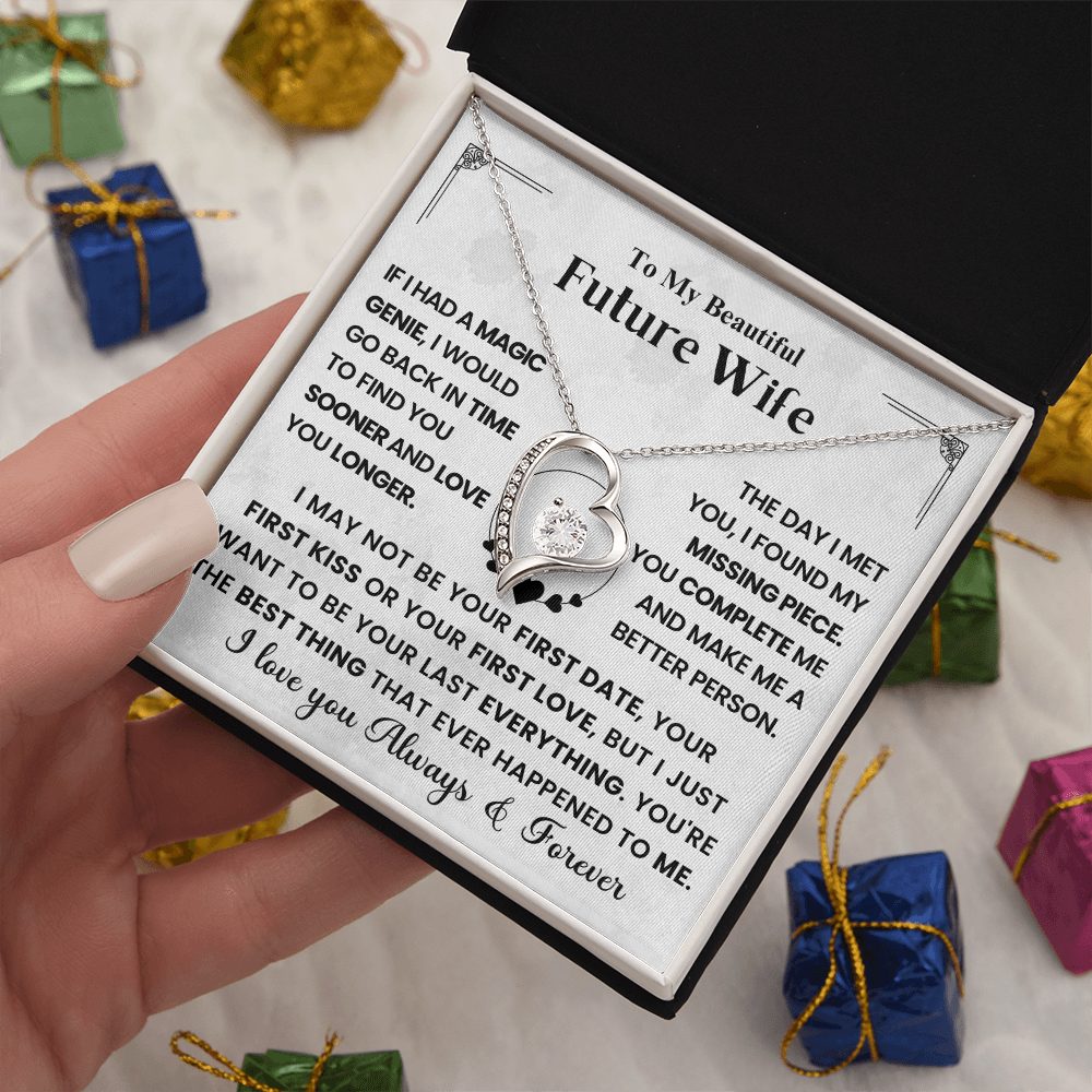 To My Future Wife - Heart Necklace - Message Card