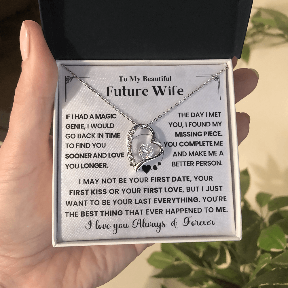 To My Future Wife - Heart Necklace - Message Card