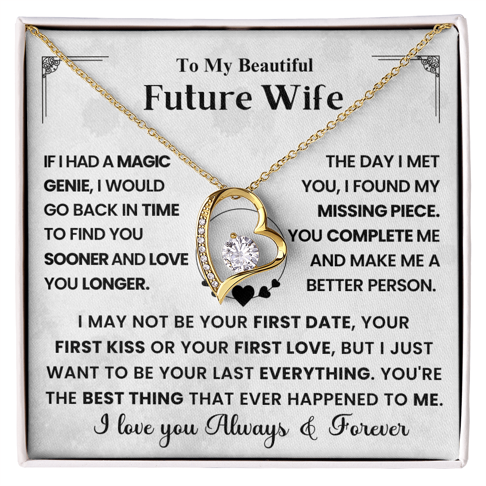 To My Future Wife - Heart Necklace - Message Card