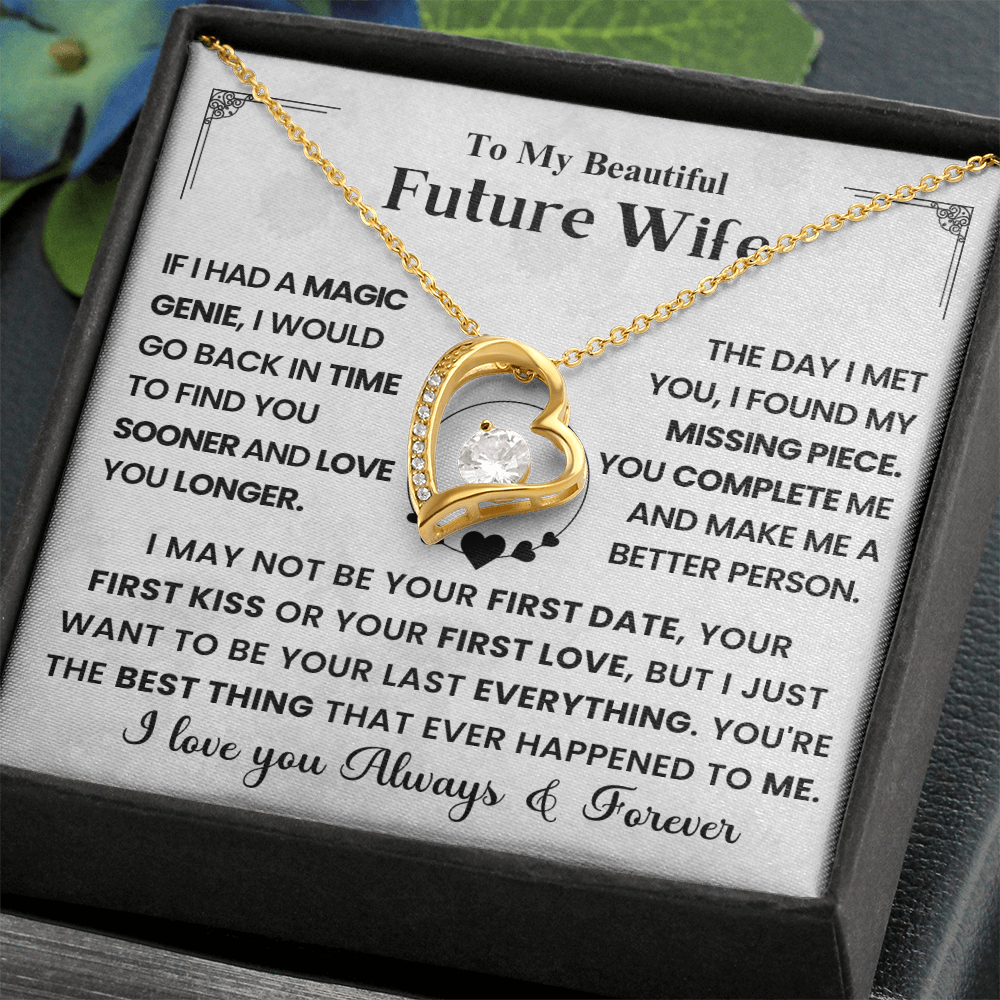 To My Future Wife - Heart Necklace - Message Card