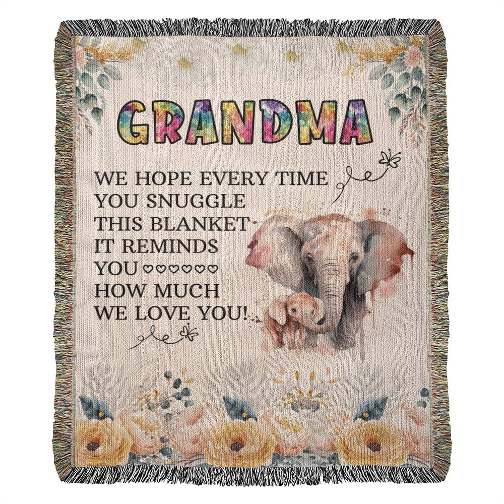 To My Grandma - Elephant Woven Blanket